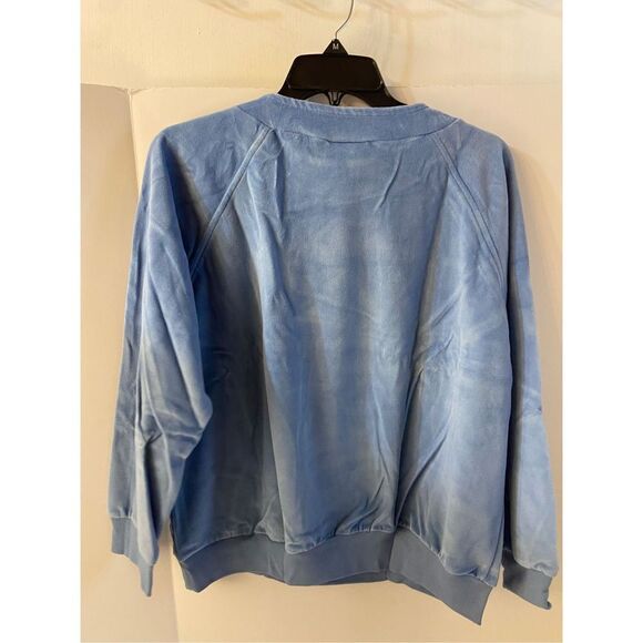 Gertrude Davenport Velour pullover top blue old stock top USA Large - Picture 4 of 5